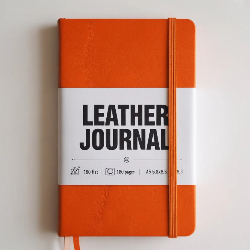 Lined Leather Journal Notebook, 5.8 x 8.3 inch, A5 160 Lined Pages
