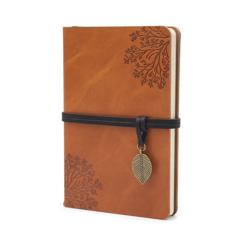 Leather Journal Notebook, Refillable Writing Planner for Women, A5 Size (6.3 x 9.3 Inches)