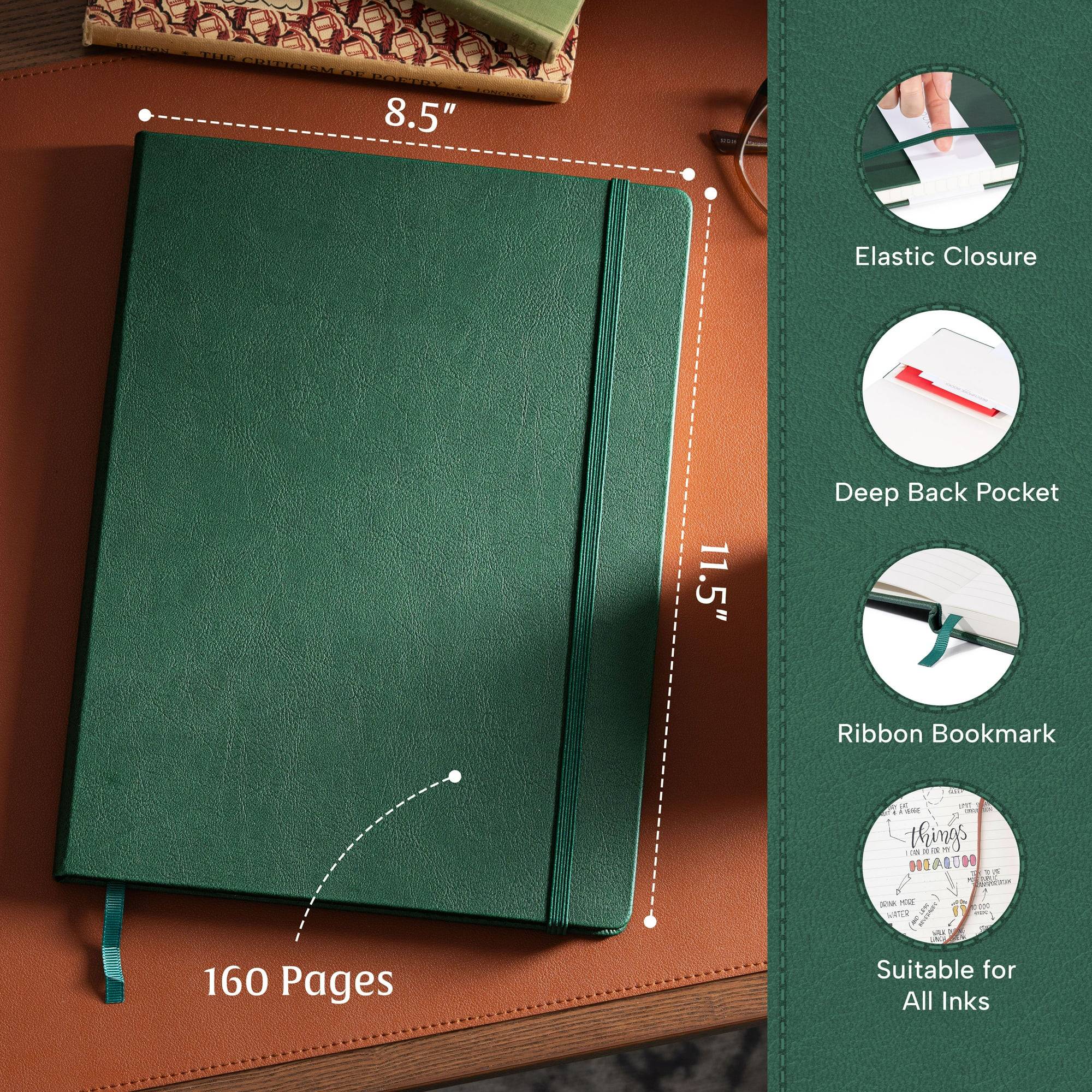 A4 Lined Journal Notebook, 8.5 x 11.5 inch, A4 160 Lined Pages