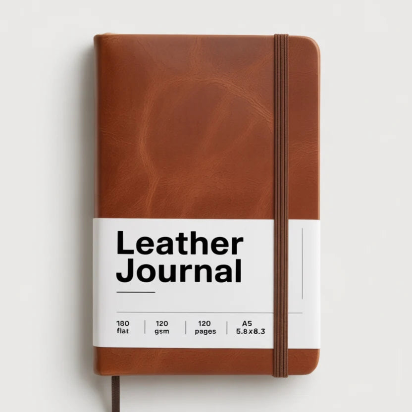 A5 Leather Journal Notebook, 5.8 x 8.3 inch, 160 Lined Pages