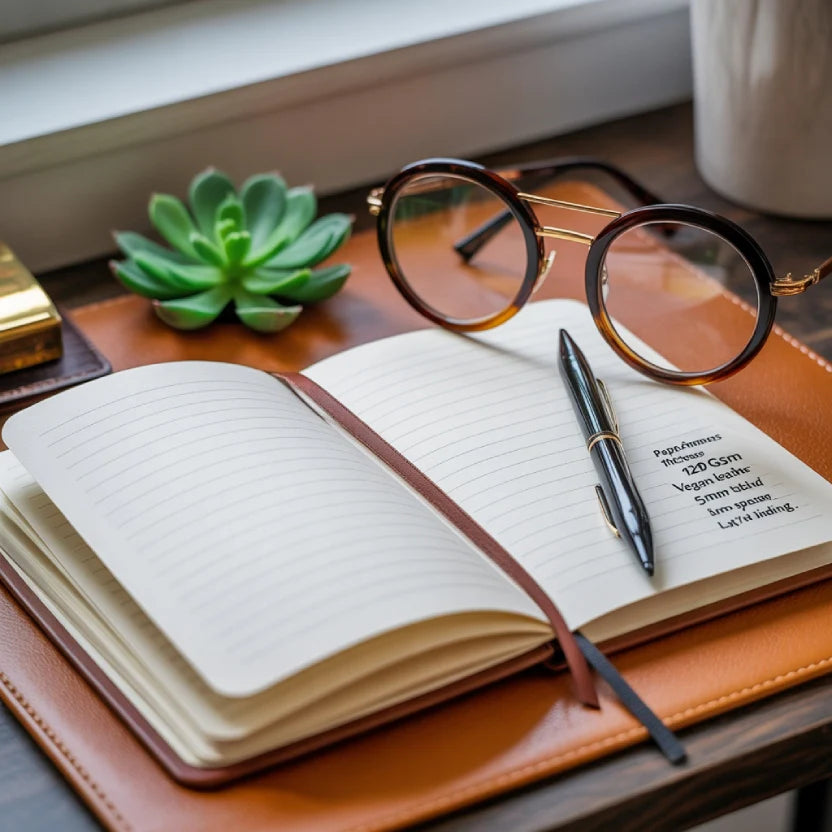 A5 Leather Journal Notebook, 5.8 x 8.3 inch, 160 Lined Pages