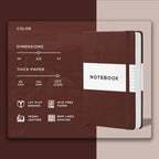 A5 Leather Journal Notebook, 5.8 x 8.3 inch, 160 Lined Pages