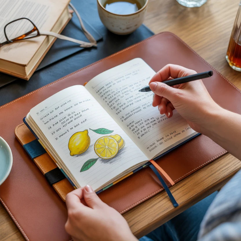A5 Leather Journal Notebook, 5.8 x 8.3 inch, A5 160 Lined Pages
