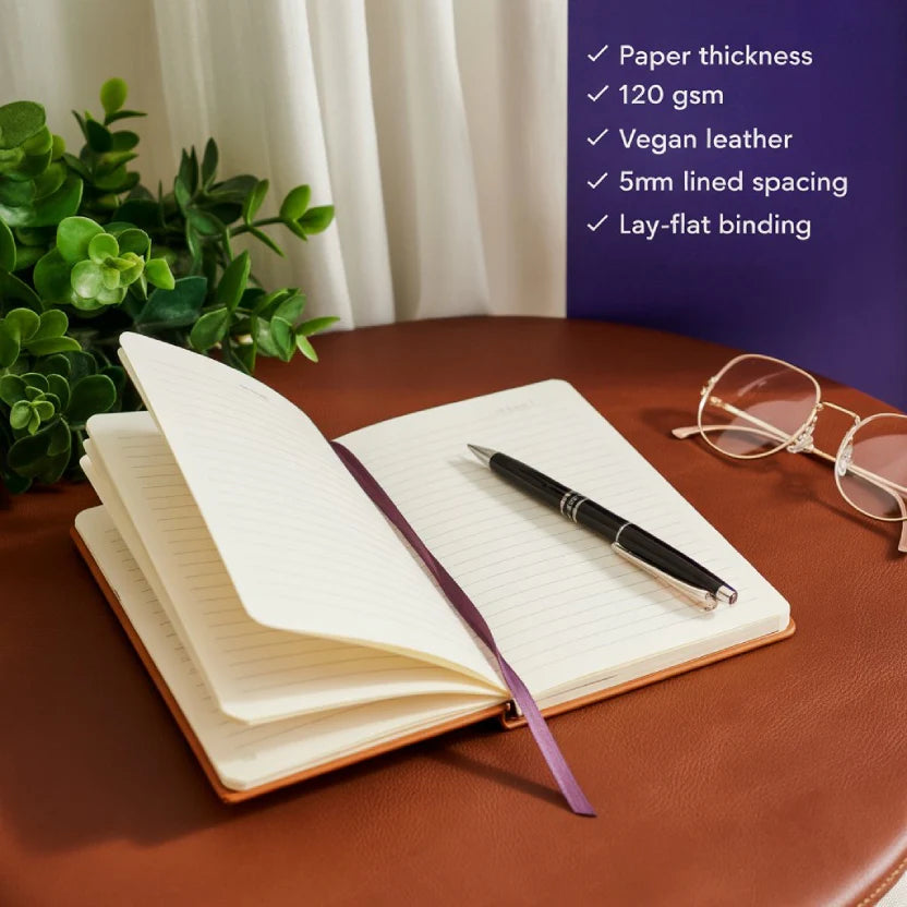 A5 Leather Journal Notebook, 5.8 x 8.3 inch, A5 160 Lined Pages