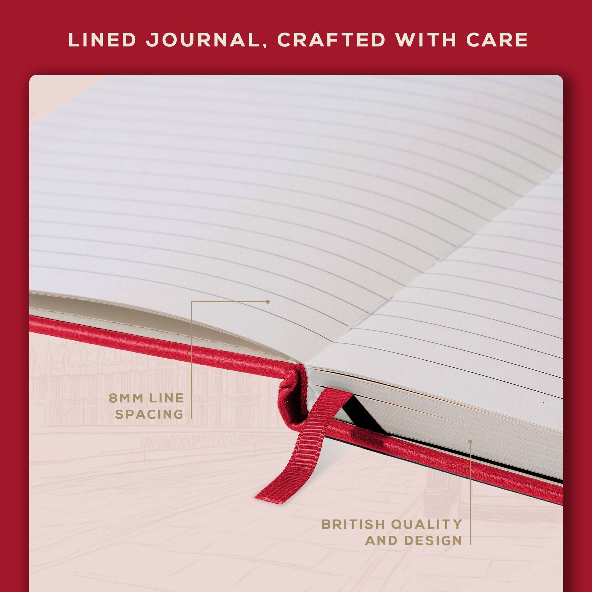 A5 Lined Journal Notebook, 5.8 x 8.3 inch, A5 160 Lined Pages, Hardcover, Red