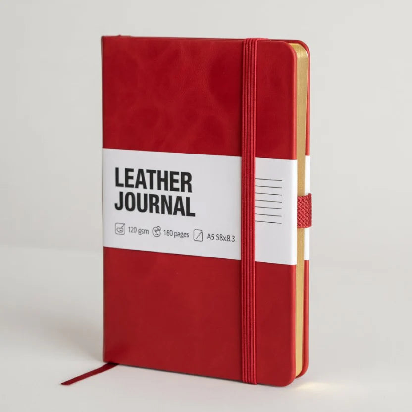 A5 Lined Journal Notebook, 5.8 x 8.3 inch, A5 160 Lined Pages, Hardcover, Red