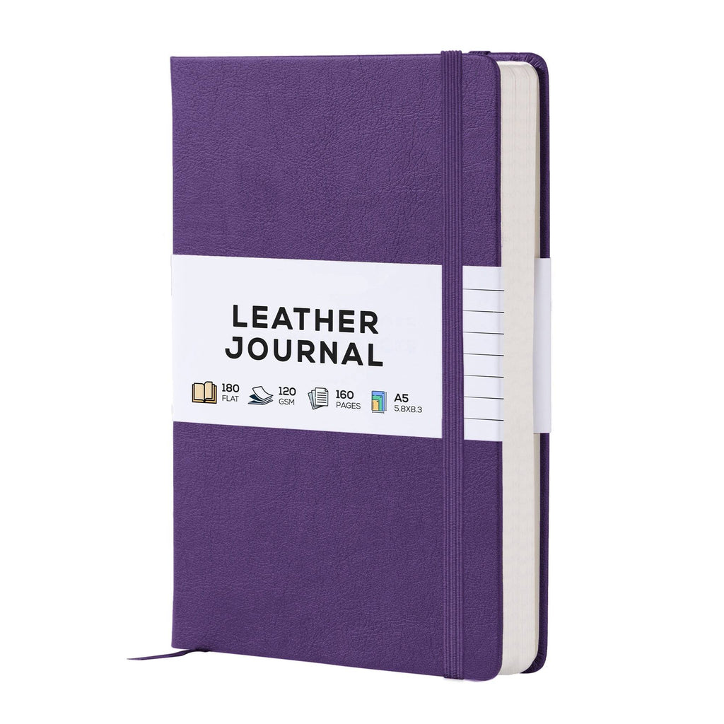 A5 Leather Journal Notebook, 5.8 x 8.3 inch, A5 160 Lined Pages