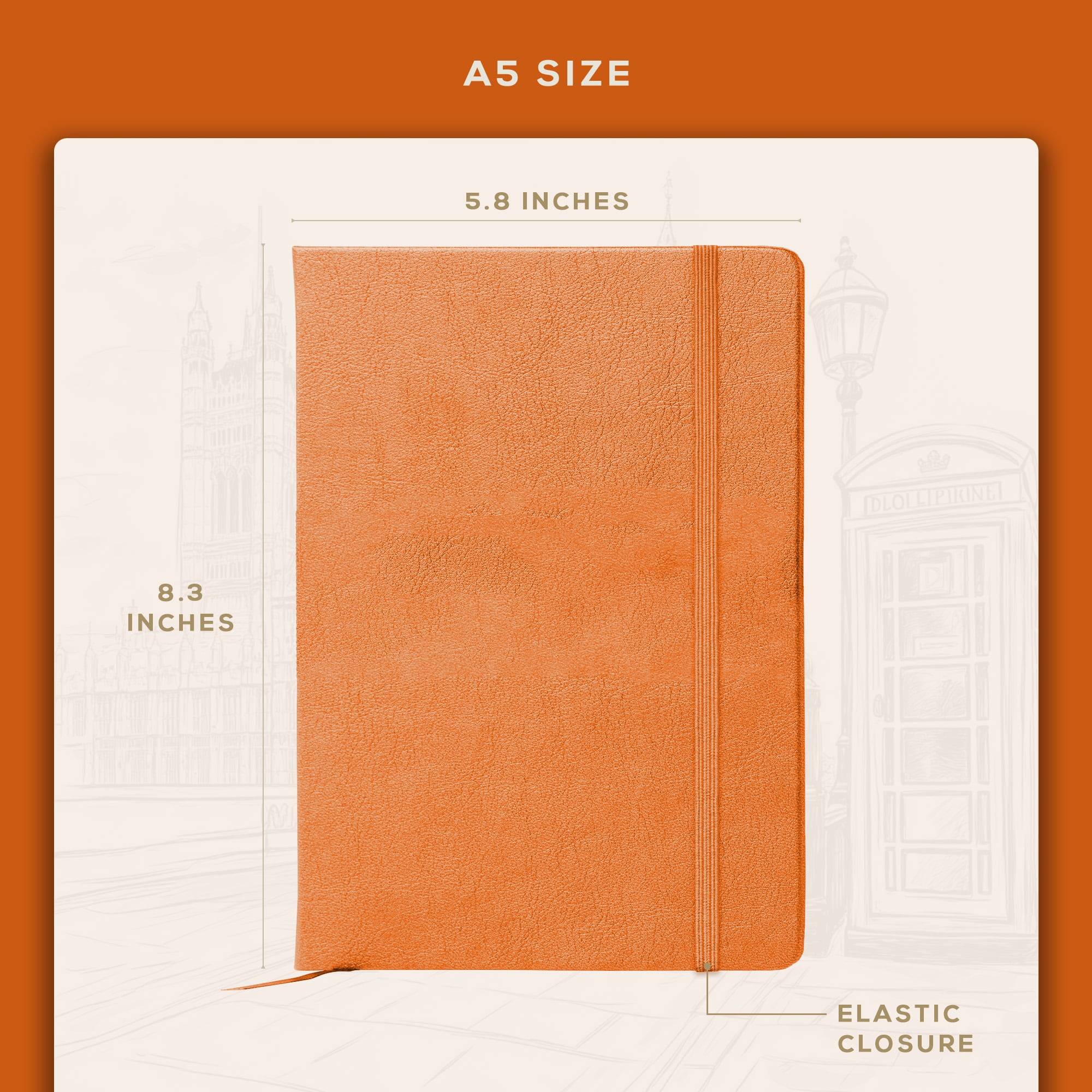 Lined Leather Journal Notebook, 5.8 x 8.3 inch, A5 160 Lined Pages