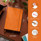 Lined Leather Journal Notebook, 5.8 x 8.3 inch, A5 160 Lined Pages
