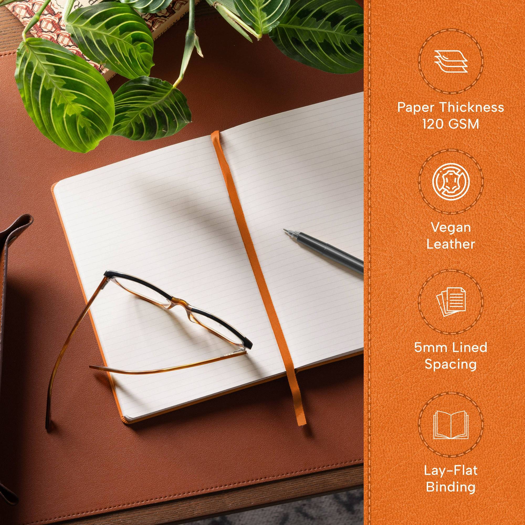 Lined Leather Journal Notebook, 5.8 x 8.3 inch, A5 160 Lined Pages