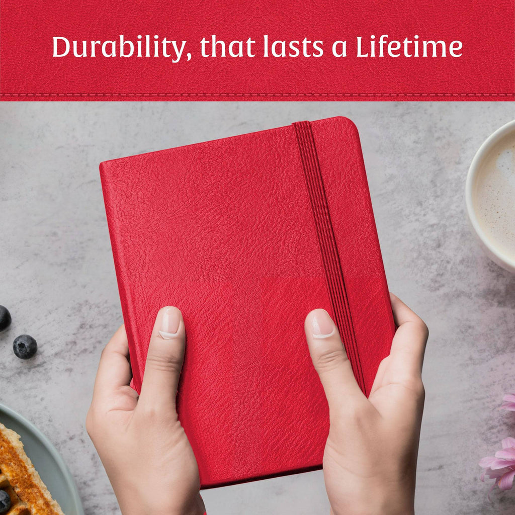 A5 Lined Journal Notebook, 5.8 x 8.3 inch, A5 160 Lined Pages, Hardcover, Red