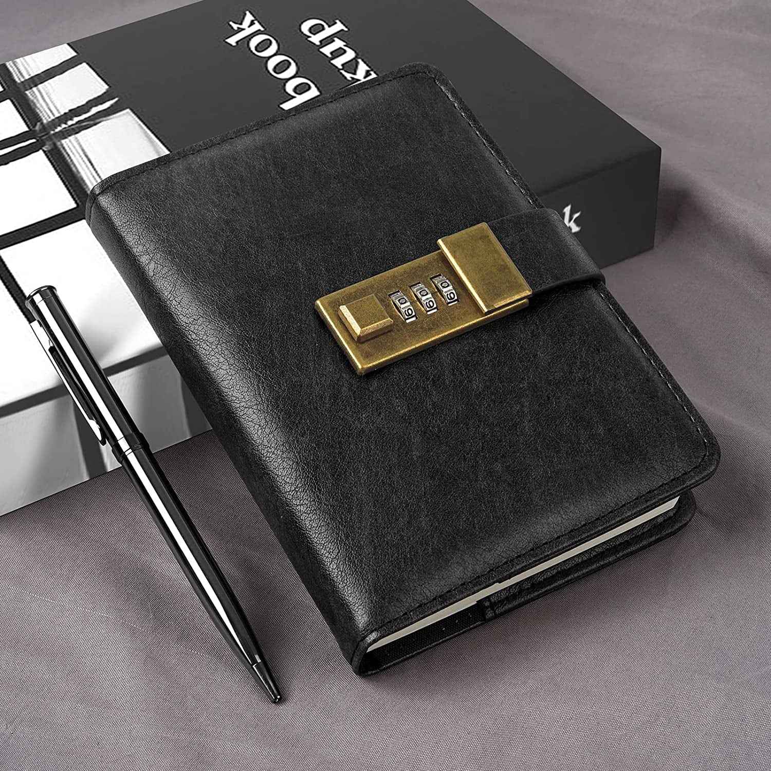 Journal with Lock, Password Journal Kit, A6 PU Leather Journal with Gift Box