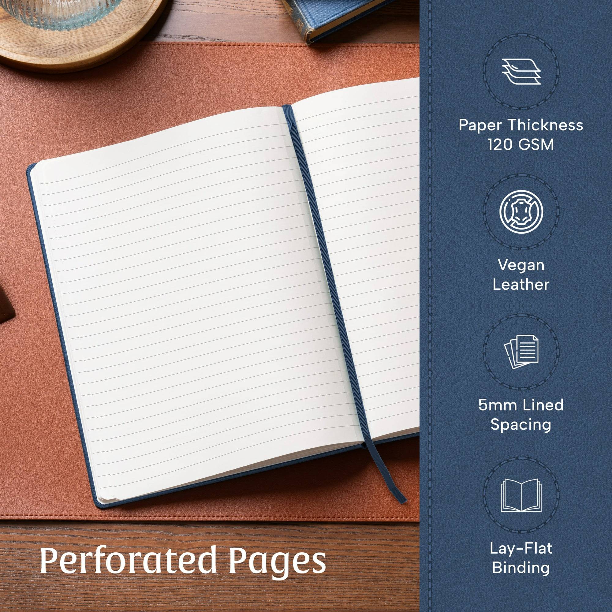 Journal Notebook, 8.5 x 11.5 inch, A4 160 Lined Pages, Hardcover Leather Journals for Women, Men