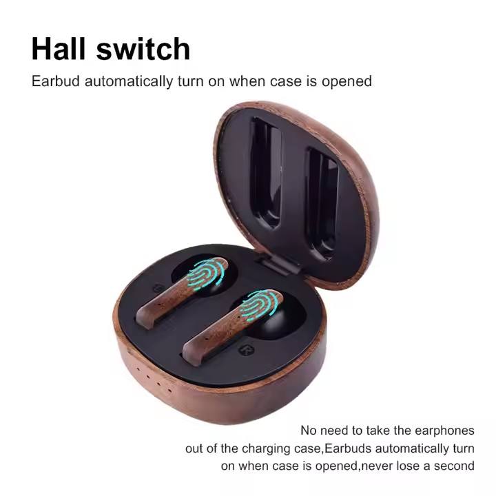 Wireless Earbuds Long Battery Life High Quality Solid Wood Wireless Earbuds For iphone Android