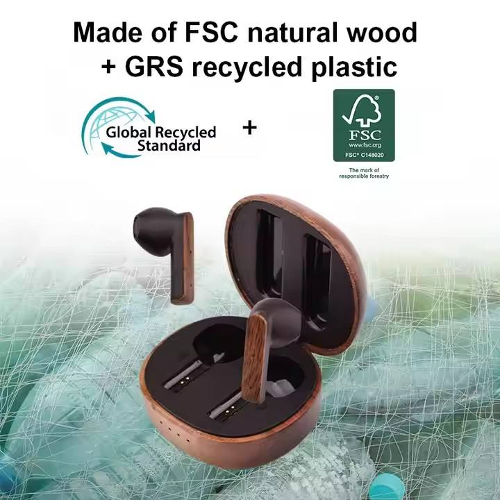 Wireless Earbuds Long Battery Life High Quality Solid Wood Wireless Earbuds For iphone Android