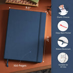 Journal Notebook, 8.5 x 11.5 inch, A4 160 Lined Pages, Hardcover Leather Journals for Women, Men