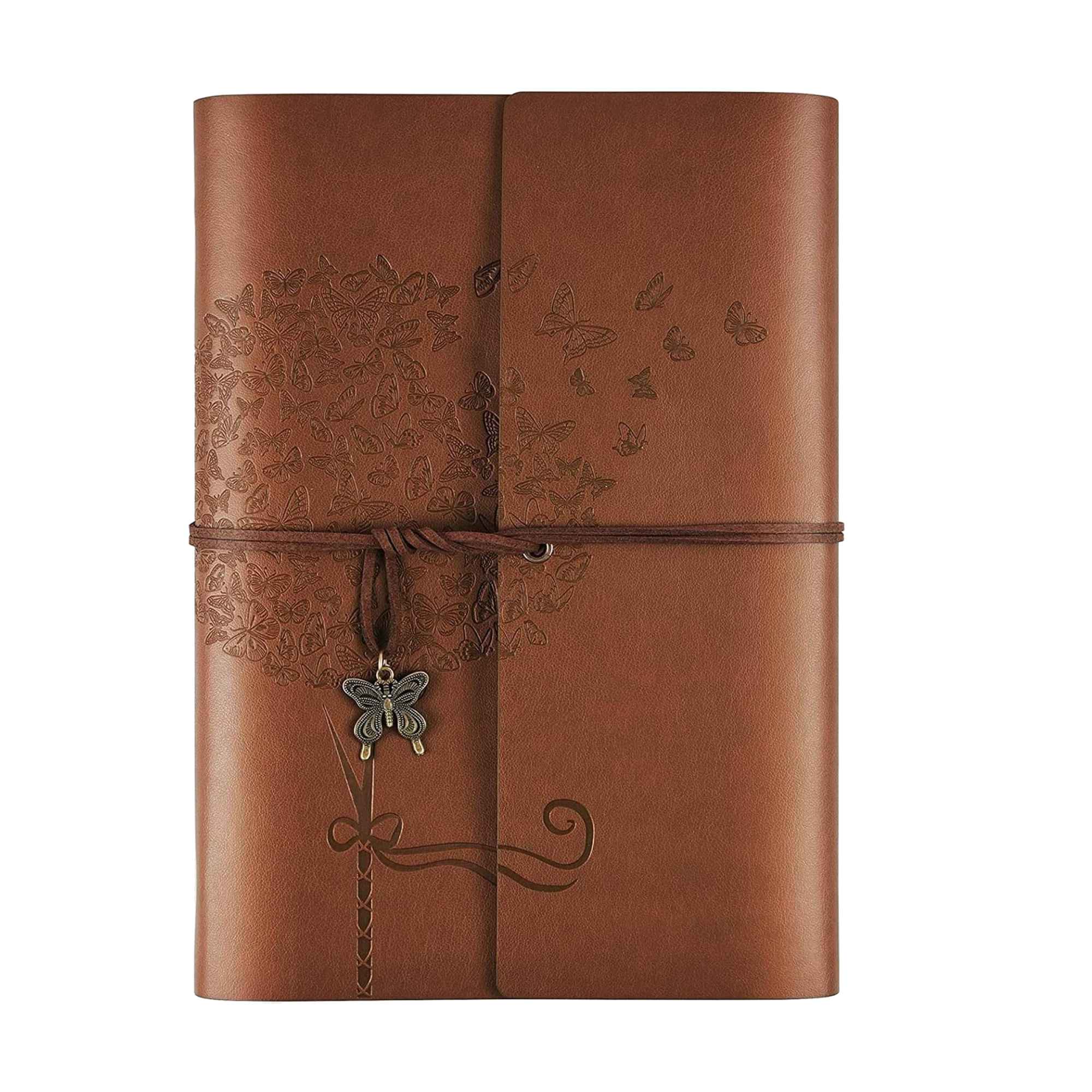 Leather Journal Notebook, Refillable Writing Planner for Women, A5 Size (6.3 x 9.3 Inches)
