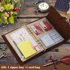 Leather Journal Notebook, Refillable Writing Planner for Women, A5 Size (6.3 x 9.3 Inches)