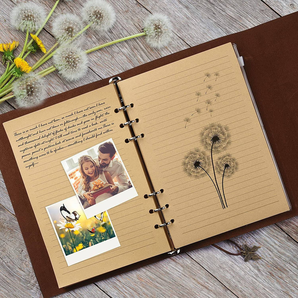 Leather Journal Notebook, Refillable Writing Planner for Women, A5 Size (6.3 x 9.3 Inches)