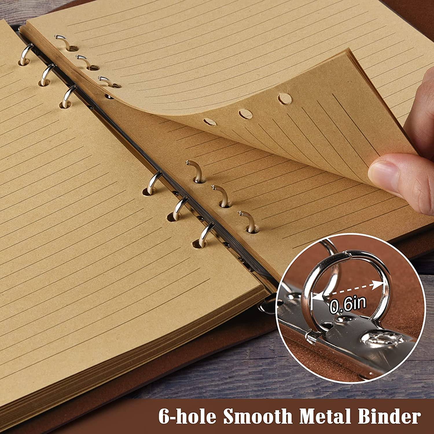 Leather Journal Notebook, Refillable Writing Planner for Women, A5 Size (6.3 x 9.3 Inches)