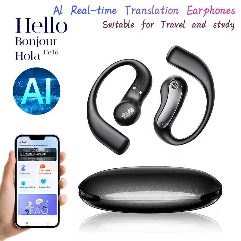 Wireless Earbuds Two-Way Translation Headphones LED 150 Languages Noise Cancelling APP Translator Earphone