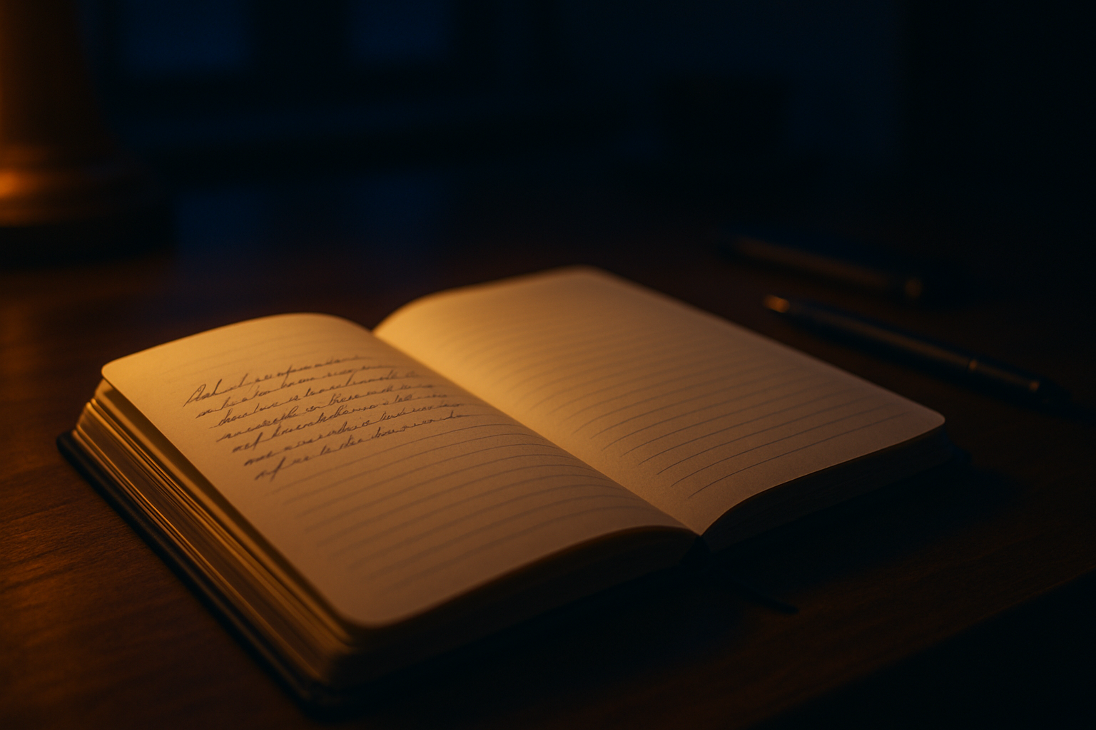 Night mode, Journal notebook opened