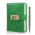 Journal with Lock, A6 PU Leather, Diary with Lock, Password Notebook,4.3×6.3inch, Grass Green