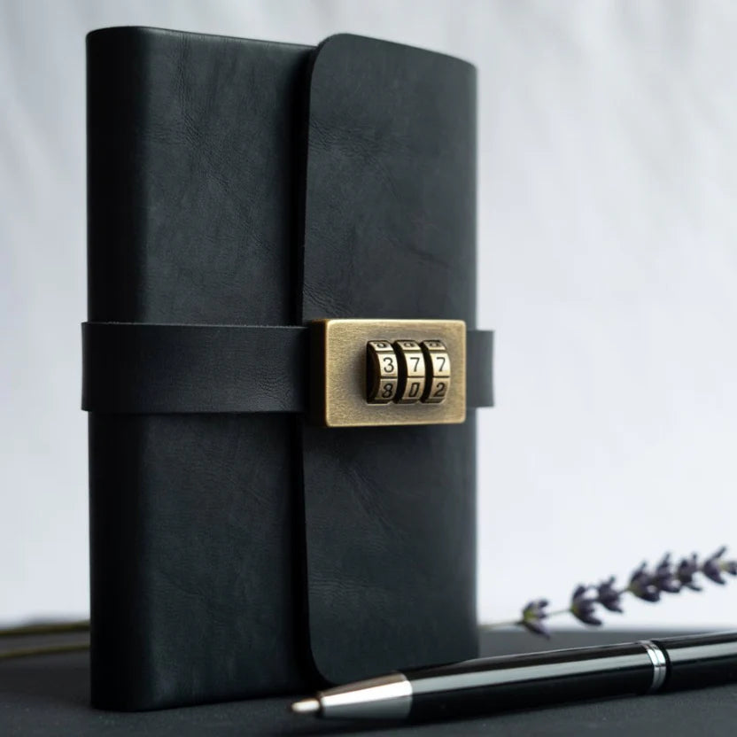 Journal with Lock, Password Journal Kit, A6 PU Leather Journal with Gift Box