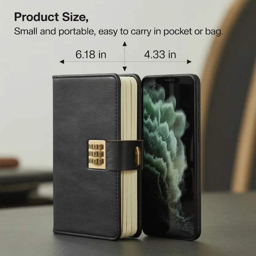 Journal with Lock, Password Journal Kit, A6 PU Leather Journal with Gift Box