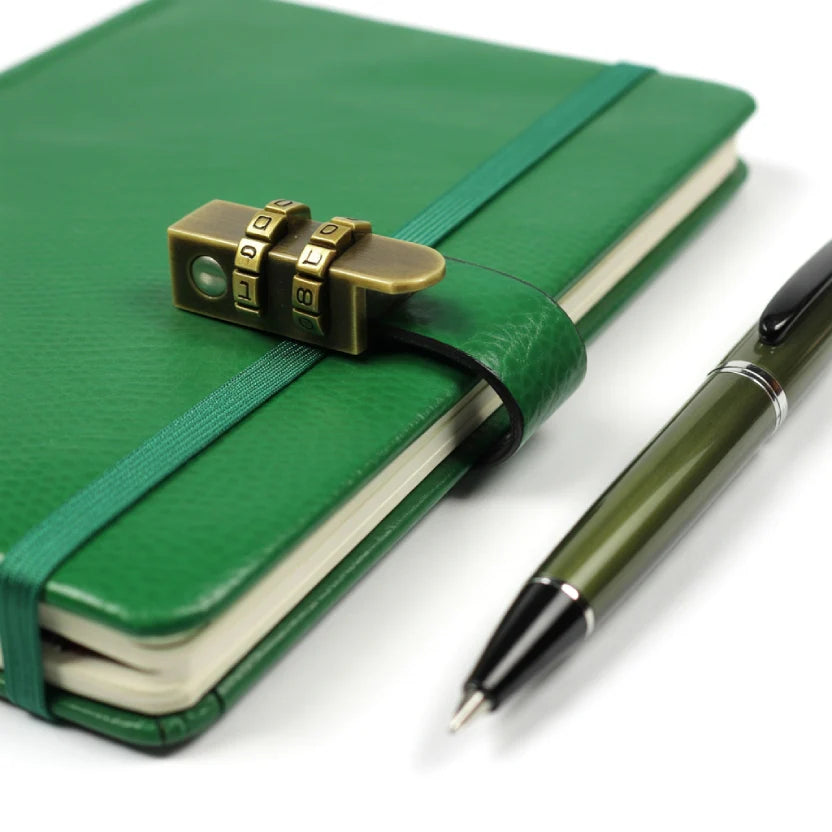Journal with Lock, A6 PU Leather, Diary with Lock, Password Notebook,4.3×6.3inch, Grass Green