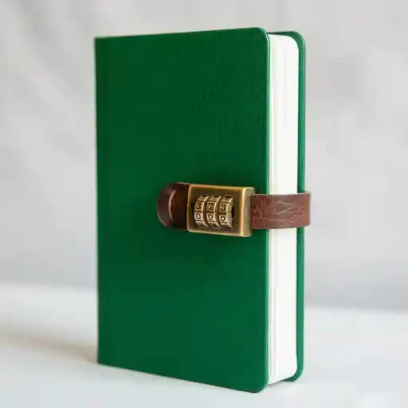 Journal with Lock, A6 PU Leather, Diary with Lock, Password Notebook,4.3×6.3inch, Grass Green