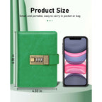 Journal with Lock, A6 PU Leather, Diary with Lock, Password Notebook,4.3×6.3inch, Grass Green