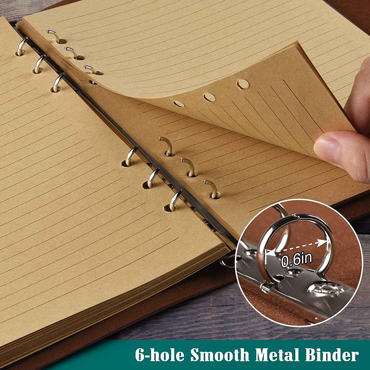 Leather Journal Notebook, Refillable Writing Journal Diary Planner for Women, A5 Size (6.3 x 9.3 Inches)